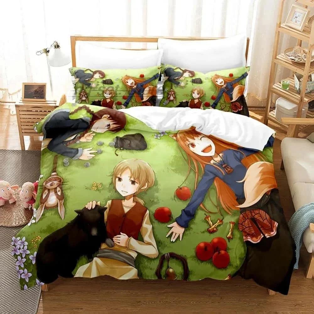 

3D Anime Spice plus Wolf Beding Set Single Twin Printed With Pilowcase Bed Soft Duvet Cover Soft Single Double Quen Super King-Sized Dimensionsd 100*200cm Single