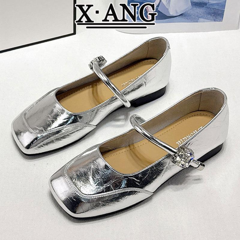Leather shallow mouth single shoes soft sole not tired feet women's shoes new summer skirt flat Mary Jane shoes