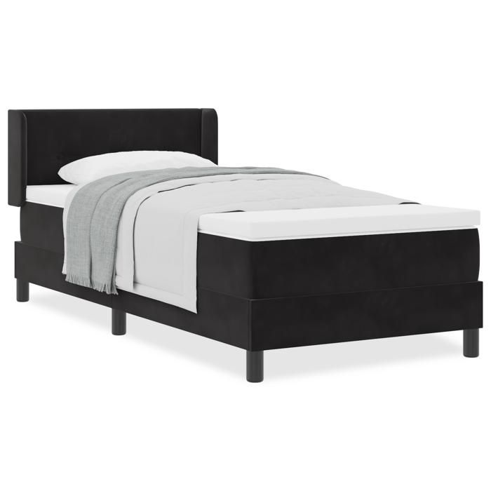 VidaXL Lit avec sommier à ressorts et matelas Noir 90x200 cm Velours 3341452
