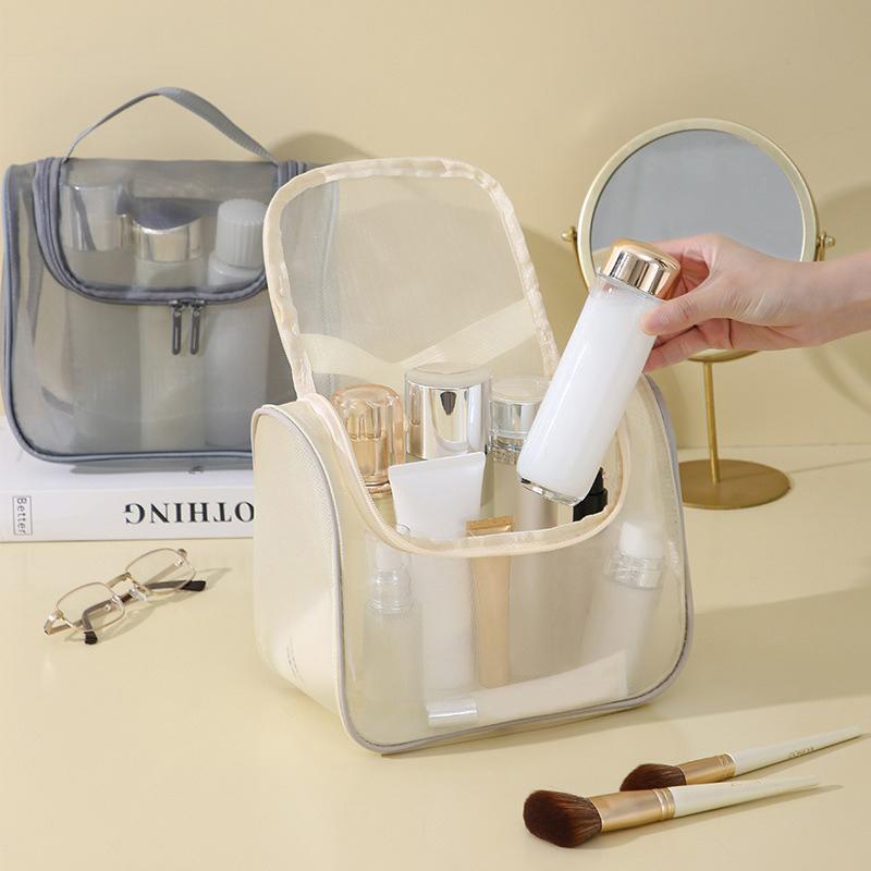 Large Capacity Mesh Makeup Bag Portable And Lightweight Durable Polyester Fiber Makeup Storage Bag With Zipper Easy To Care Fo