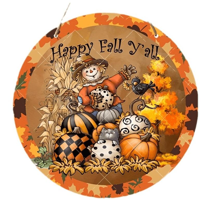 

2D Плоский 20*20см, Осеннее Украшение для Дома, С Деревянным Круглым Креативным Логотипом Пугала и Тыквы, Подходит для Дома, Кухни, Сада 20*20cm