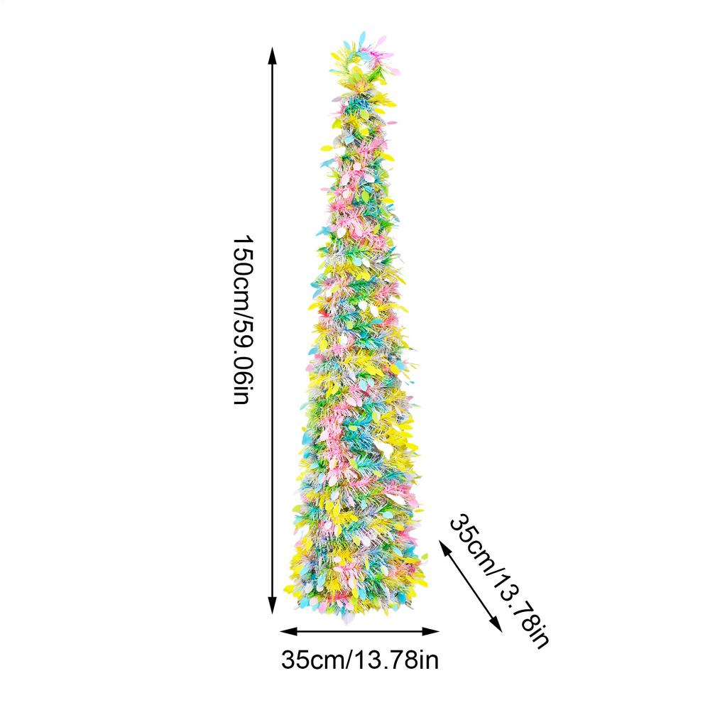 

5ft Artificial Easter Tree Decoration Pop-up Easter Pencil Tree Colorful Egg Glitter Sequins Plant Trees For Outdoors Home