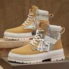 Leather Martin Boots Men's Autumn High-top Men's Boots Autumn and Winter Velvet Tooling Trendy Boots Men's Straw Bottom