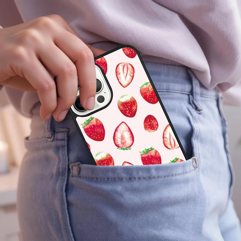 Pink Cherries Cherry Strawberry Phone Case For iPhone 17 Air 15 16e 14 13 Pro Max Coque 12 11 Pro Max PLUS Cover