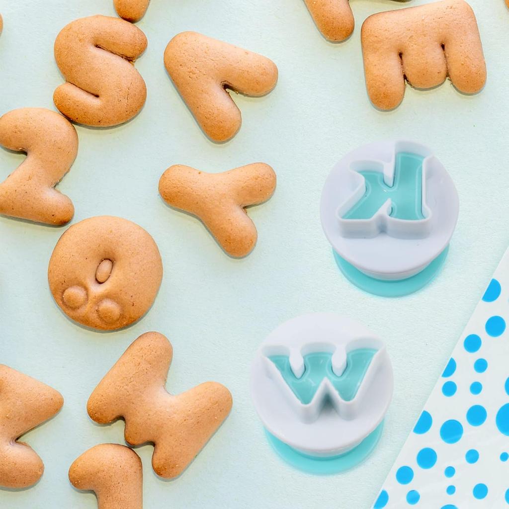 36Pcs Alphabet Plunger Stamps Upper Lowercase Letter Cutter Fondant Mold Diy Cake Cookie Baking Decorating Tools