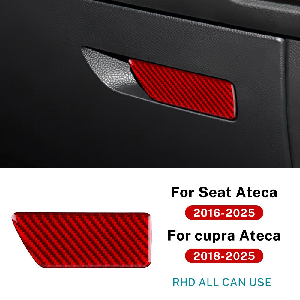 Real Soft Carbon Fiber Sticker For SEAT Ateca 5F 2016-2025 For Cupra Ateca 5F 2018-2025 LHD RHD Car Passenger Storage Box Trim