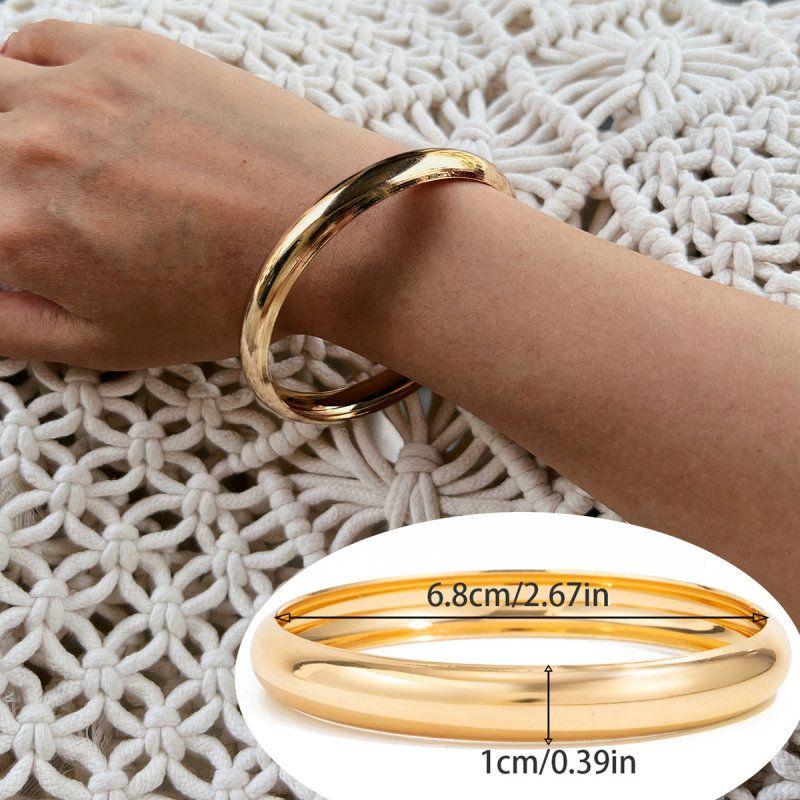 

European and American Cross-Border Exaggerated Ins Metal Large Glossy Bracelet Bracelet Design Geometric round Wide Bracelet 06 Gold 2962