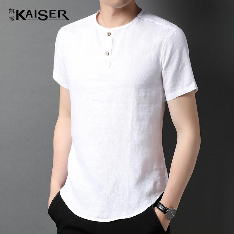 

Kaiser Men s 100% Linen Round Neck T-Shirt KS5327 M