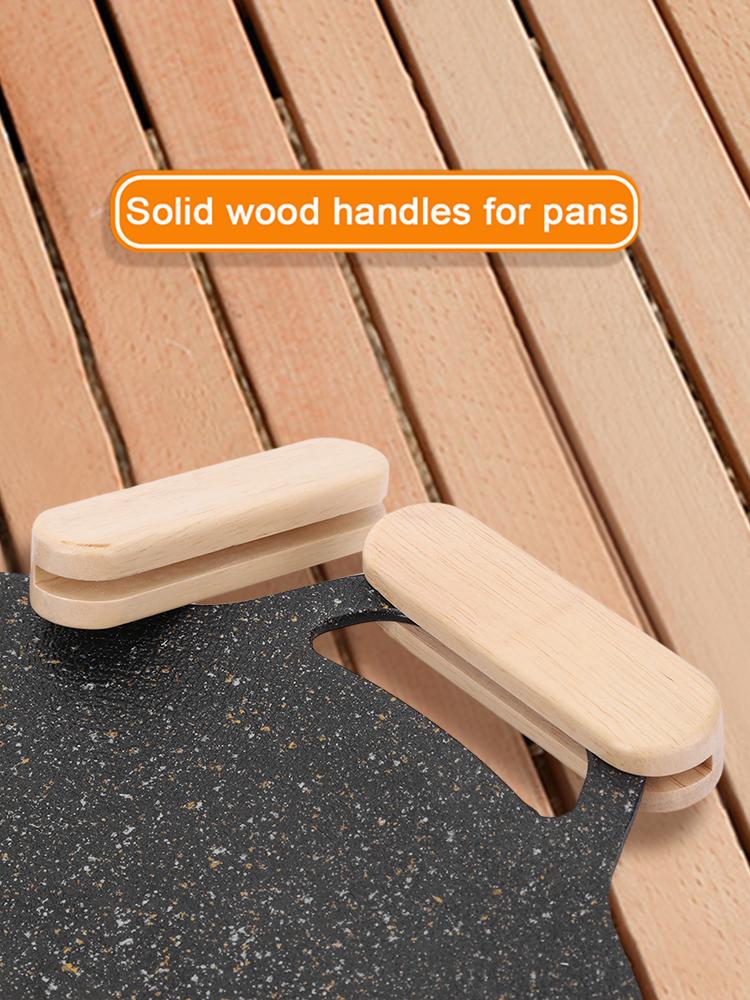 Mango de Madera Maciza para Sartén de Barbacoa Anti quemaduras 2 Piezas Agarre Aislado para Sartén de Parrilla Resistente al Calor para Utensilios de Cocina Sartén para Salsas Sartén para Saltear Sartén para Asar