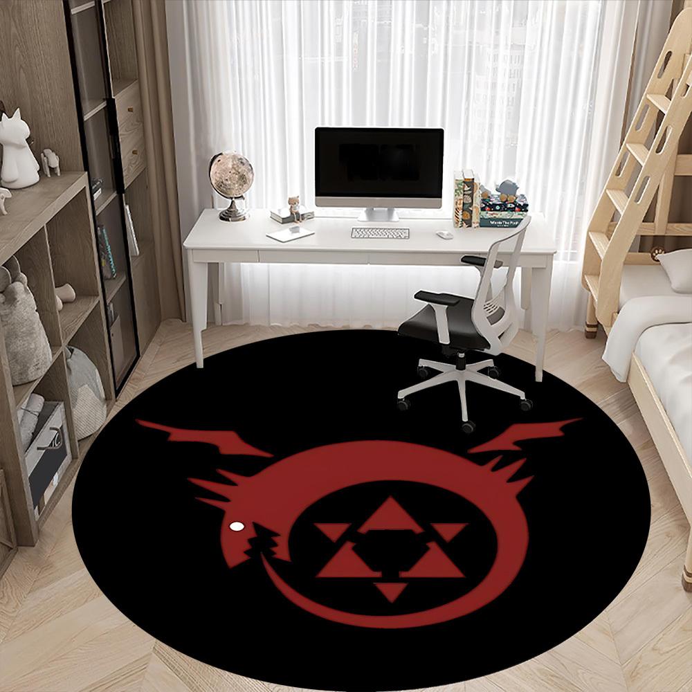1pc Dragon Emblem Office Round Area Rug, Indoor Mat Suitable For Office, Under Office Chairs Bedroom Living Room Home Decor, Room Deco