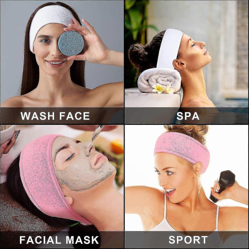 3pc Facial Headband Make Up Wrap Head Terry Cloth(white,black,pink)) - GXCC