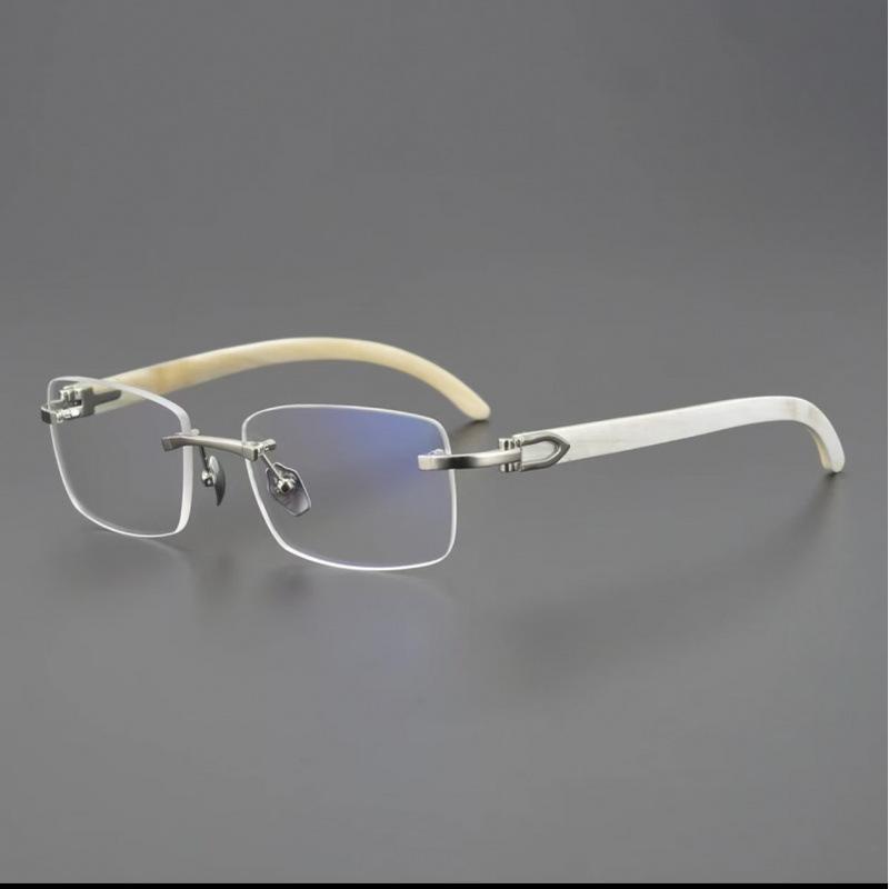 Luxury Rimless Plain Glasses for Men Woman | Non Prescription Rectangular Frameless Flat Lens Eyeglasses