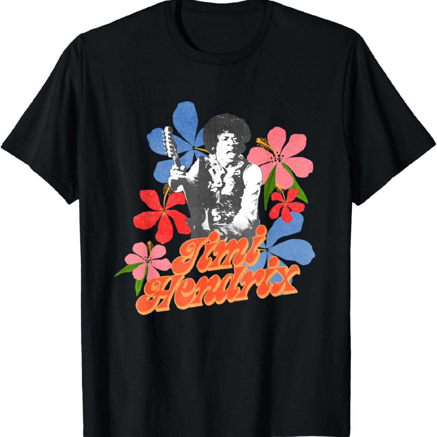 Jimi Hendrix 60 s Inspired Flower T-Shirt S