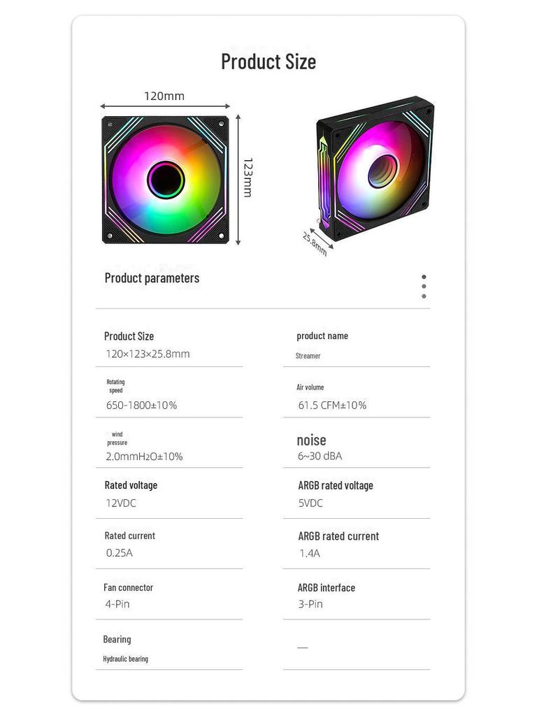 14cm Hydraulic Bearing Chassis Fan with RGB Sync, Shockproof Feet, and Silent Operation for PC Cases.