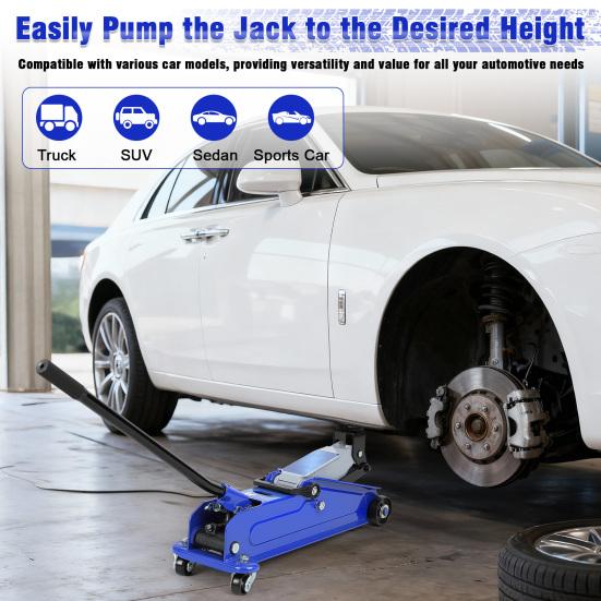 3 Ton Floor Jack (6600 Lbs), Steel Heavy Duty Hydraulic Car Jack, Fast Lift Floor Jack with Wheels, Lifting Range