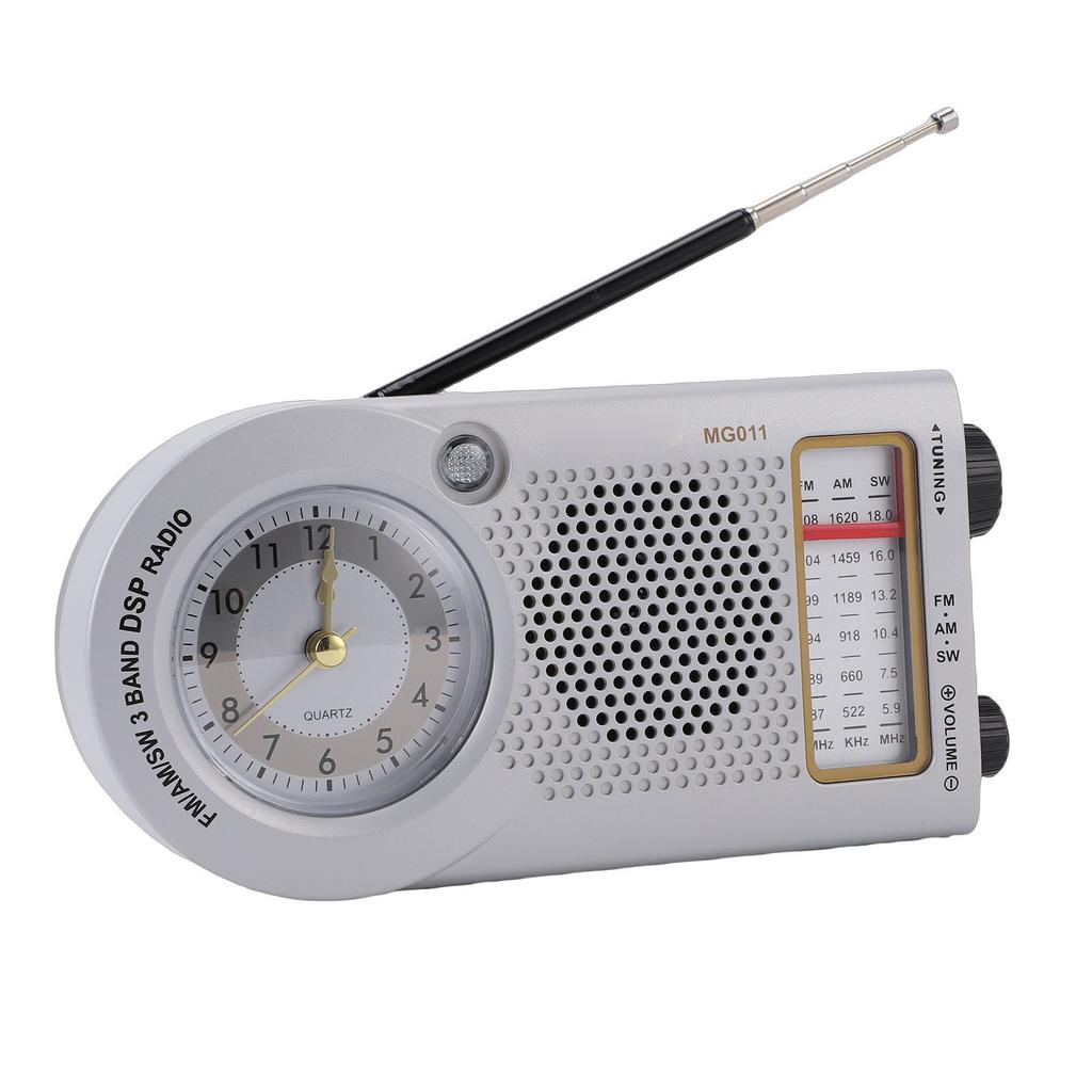 Portable Radio Rechargeable Battery Operated FM AM SW Multi Band Radio with Clock 3W Speaker for Music News Traffic Updates