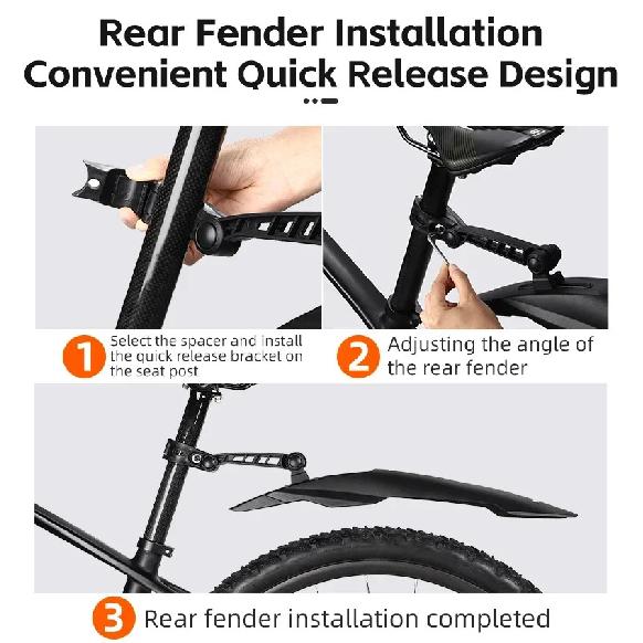 WEST BIKING Mountain Bike Fender Set Universal 29 Inch MTB Mudguard Adjustable Front and Rear Mud Flaps Bicycle Mud Protector