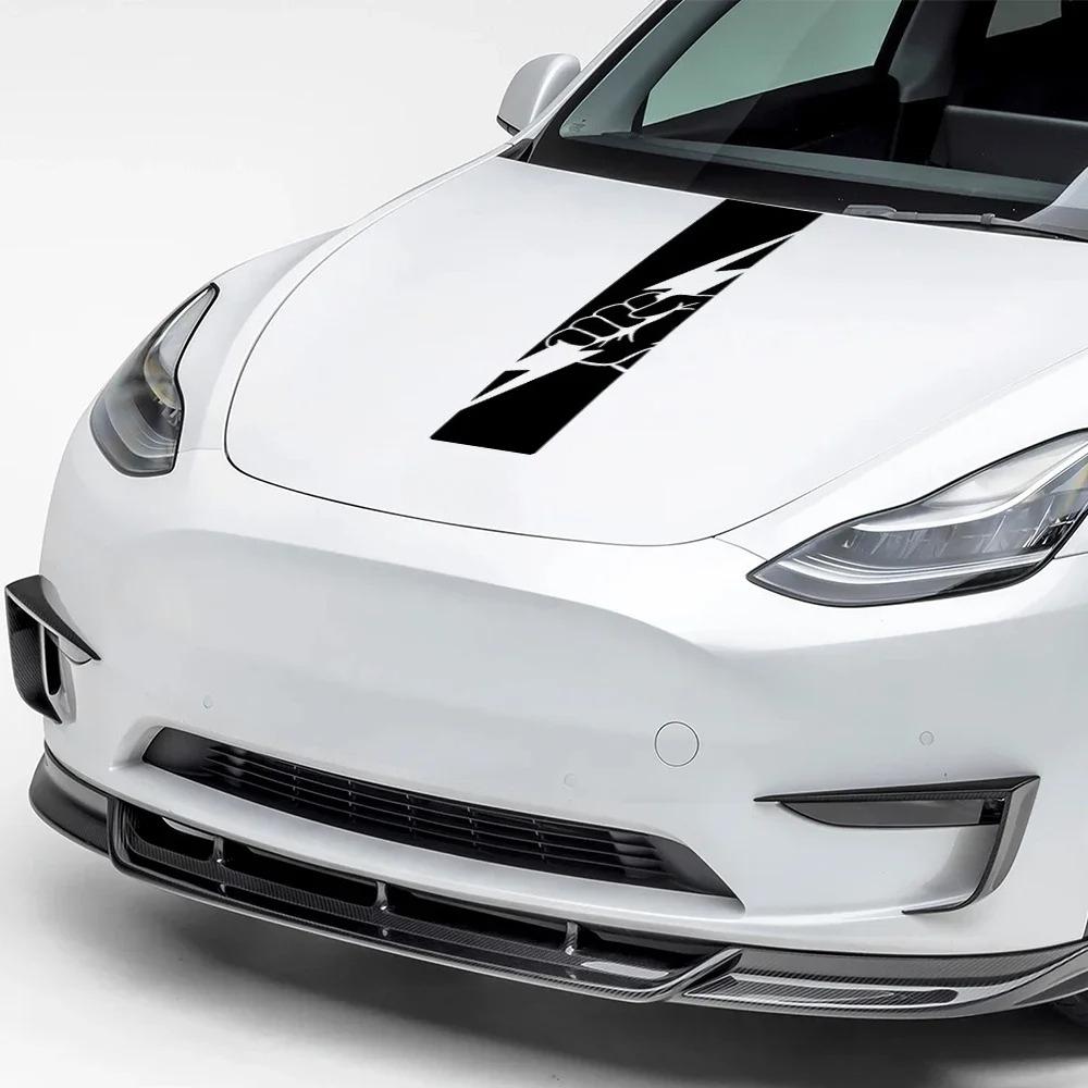 Car Engine Hood Sticker For Tesla Model 3 Model Y Waterproof Vinyl Decal Auto Bonnet Exterior Decorative Sticker Car Accessories