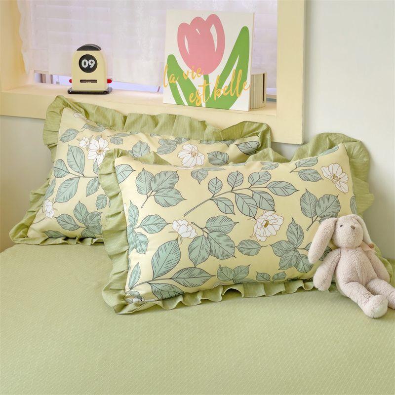 2pcs Soft and Comfortable Yarn Floral Lace Pillowcases | Plant Flower Print, Suitable for Bedroom Bedding Pillow Core Cover