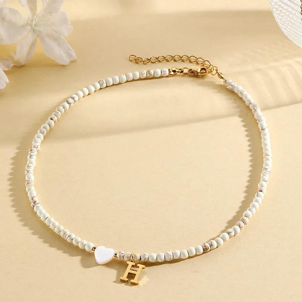 Bohemian Choker Neck Necklaces Heart-shaped Shell Letter Pendant Beads Women Necklace Woman Trend Jewelry Gift 2025