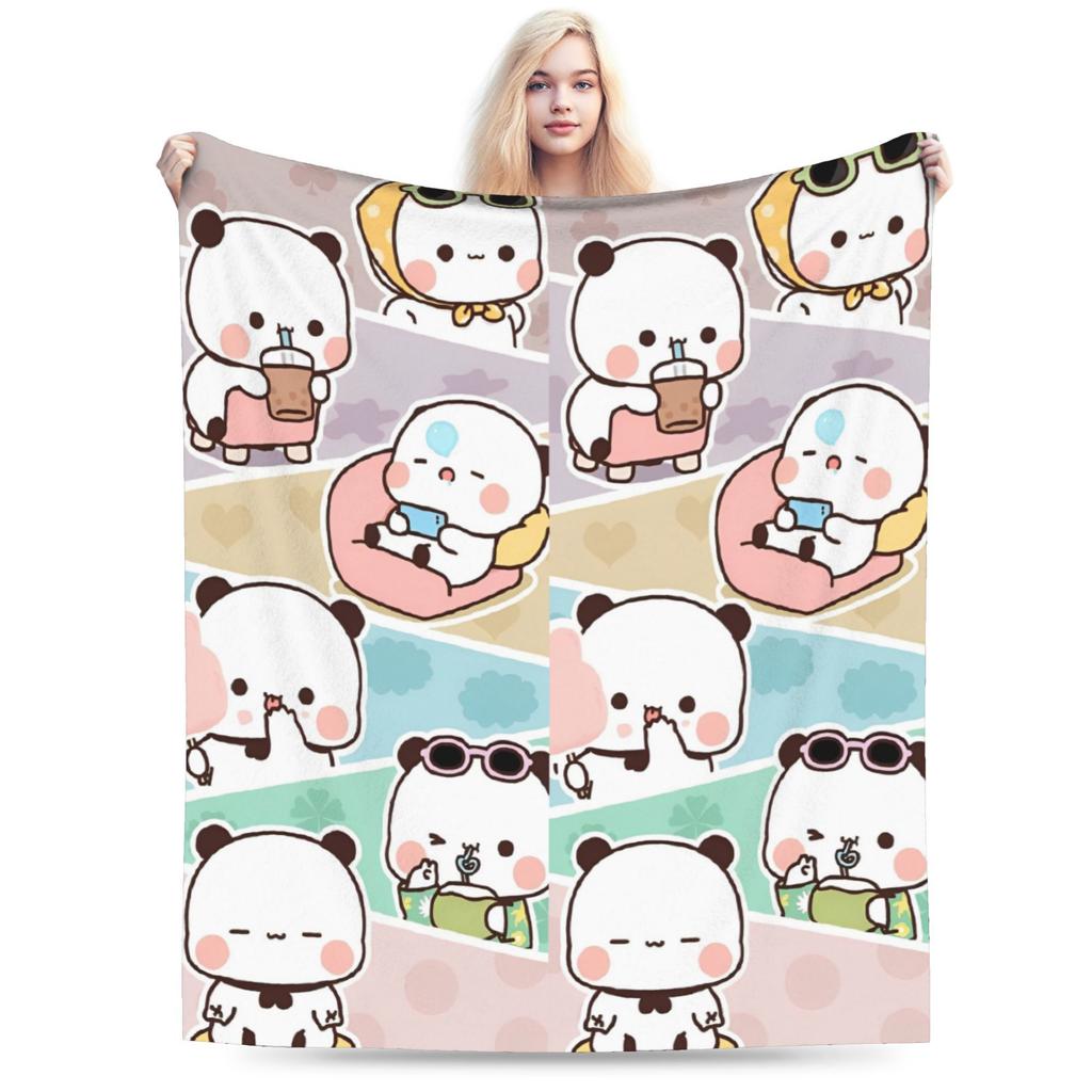 Relax Bubu and Dudu Cartoon Bear Blanket Merch Room Decorative Throws And Blankets Lightweight Thin Fleece for Outdoor