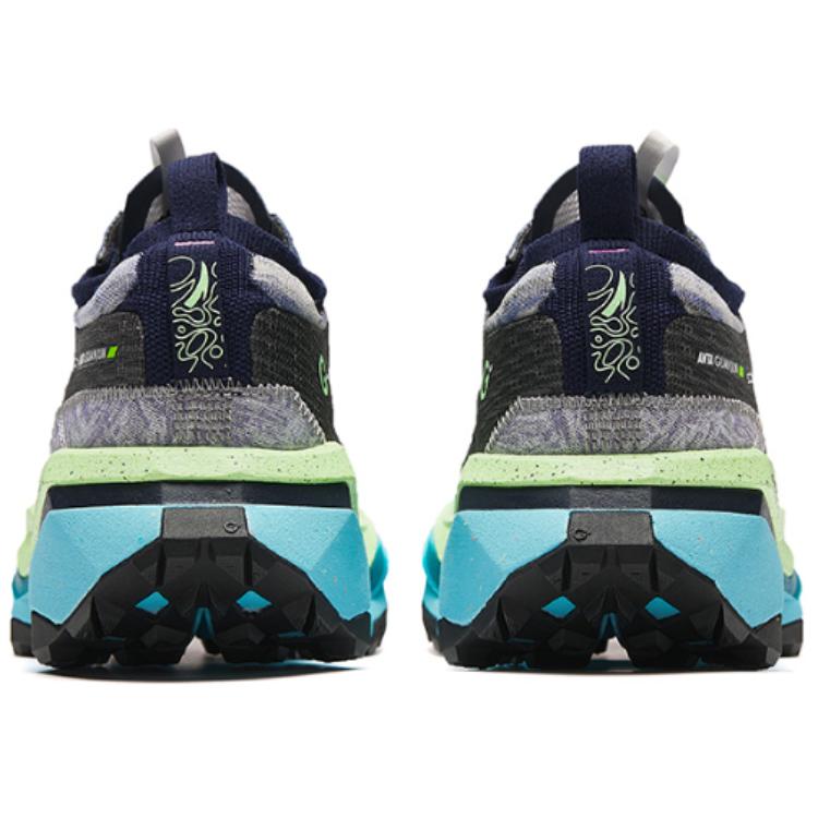 ANTA Tai Hang PRO Men Professional Outdoor Trail Running Shoes Black Gray Fluorescent Green Lake Blue 112416610A-3