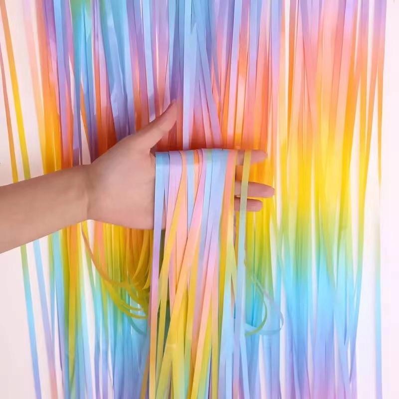 Pastel Rainbow Curtain Background Photo Wall 2X1M