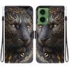 Handmade PU Leather Flip Case for Motorola Moto G35 Anti-Slip Shockproof Cover with Wrist Strap & Heart/Rose Cat Designs