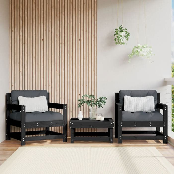 VidaXL Garden Chairs 2 Pcs, Seats with Armrest, Armchairs with Backrest, Outdoor Patio Terrace Furniture, Black Wood 825496