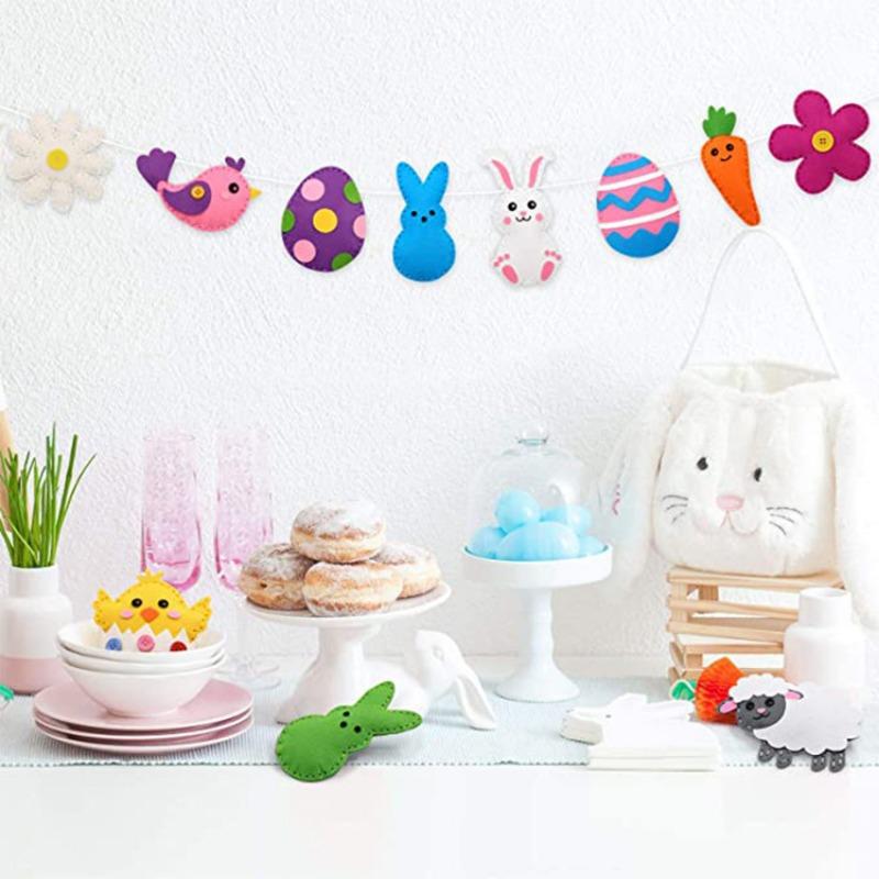 Children's Easter Felt Craft Sets Sewing Kits,Felt Sewing,Beginners Sewing Package Creative,Craft Set Made of Felt,Easter Eggs Easter Bunny