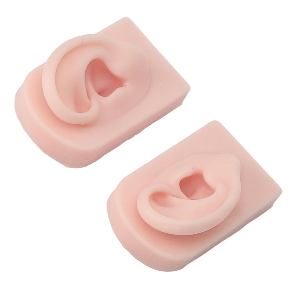 3 Pairs Silicone Ear Model Soft Flexible Simulation Human Ear Model for Piercing Practice Jewelry Display