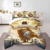 Ascending Jesus Christ Bedding Set (1 Duvet Cover, 2 Pillowcases, Duvet Not Included), Golden Clouds Radiant Religious Art Print