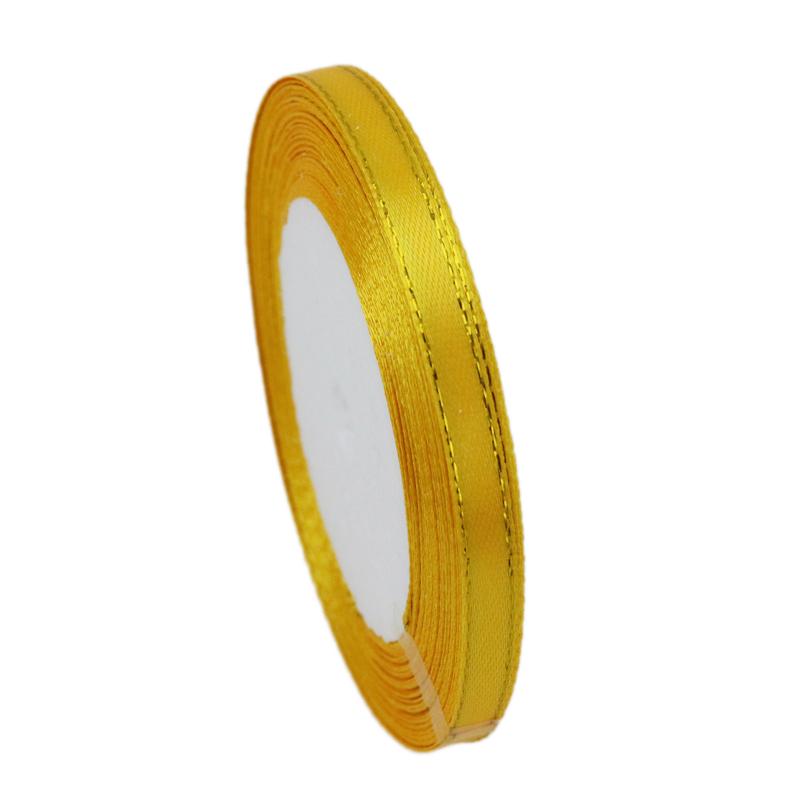 (25 Yards/roll) Gold Edge Ribbon Satin Ribbons High Quality Gift Packaging Ribbons 6/10/20/25/40mm