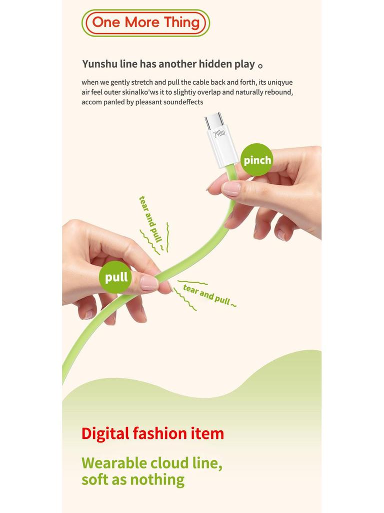 240W Silicone Magnetic Fast Charging Cable for Apple, Android, Tablets & Laptops