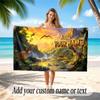 Dinosaur Theme Quick Dry Beach Towel Custom Name Text Print Large Sand Resistant Towel Beach Vacation