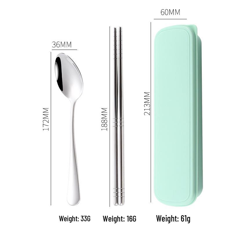 304 Stainless Steel Cutlery Set: Spoon, Fork & Chopsticks - Portable Three-Piece Set for Outdoors, Gift, or Students with Custom Logo Option