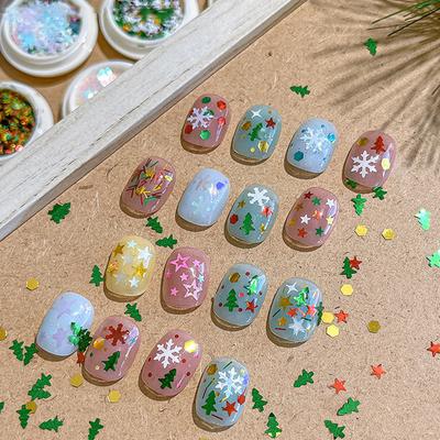 3D Weihnachts-Schneeflocken Metall Nagelglitzer Pailletten Gemischtes Design Ausgestanzte Schneeflocken 3D Weihnachts-Schneeflocken Deko