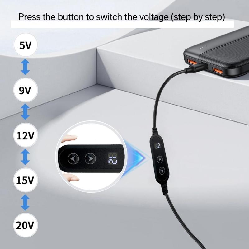 Multiple Voltages Type C To DC5525 Charging Cable Cord Compatibles Modems Notebook And 3A Powerful Devices