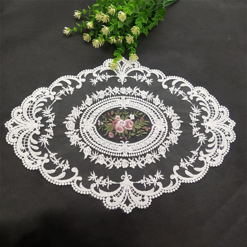 

Large Beige Retro Lace Placemats, French Crochet Doilies, Handmade Embroidered Table Mats, Place Mats Cup Matkitchen accessories 31x42cm белый