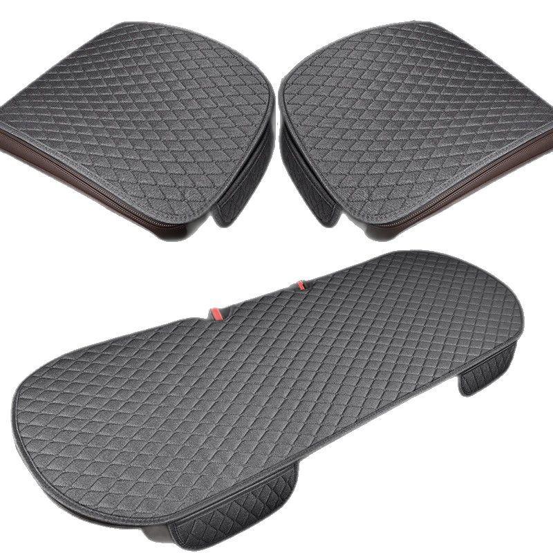 Breathable Linen Car Seat Cushion Set - Four Seasons, Small Waist, Half-Wrapped, 7-Piece