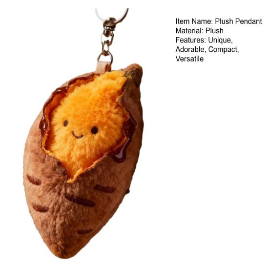 Plyšový klíčenka pečená sladká brambora Měkká vycpaná hračka se usmívající tváří Přívěsek na tašku na batoh Kabelku Zábavný dárek pro přátele Děti Podzimní Zimní Dekorace