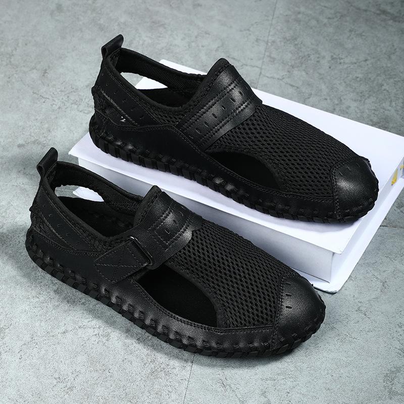 Fashion Mens Net Shoes Breathable Summer Hollowed-out Men Shoes Outdoor Lightweight Casual Shoes Water-wading Anti-slip Handcrafted Shoe