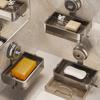 Space Aluminum Suction Cup Soap Box Wall-mounted Bathroom Storage Organizer Drain Rack Washbasin Storage Shelf