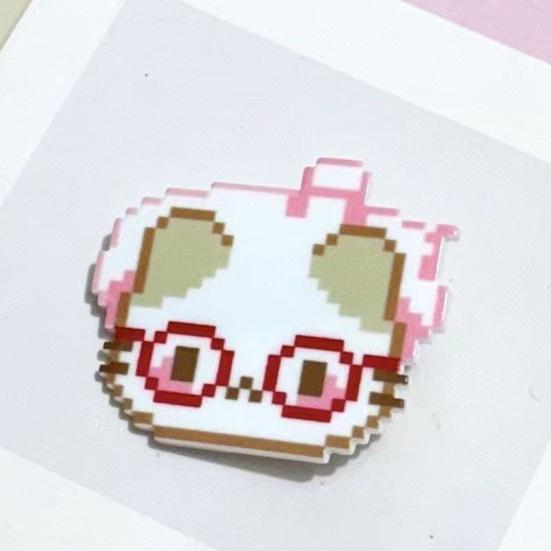 5Pcs Girl Hairpins Pixel Cat Funny Expression Design Non-Slip Clips Broken Hair Bangs Hair Pins Lightweight Hair Accessories