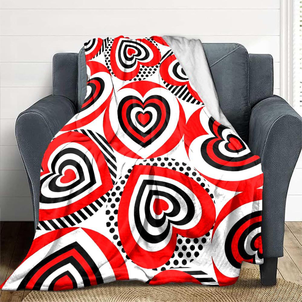 1pc Heart Print Blanket Warm, Cozy, And Soft, Suitable for Sofas, Beds, Cars, And Office Use.Perfect for Camping And Travel, Making It a Great Gift fo