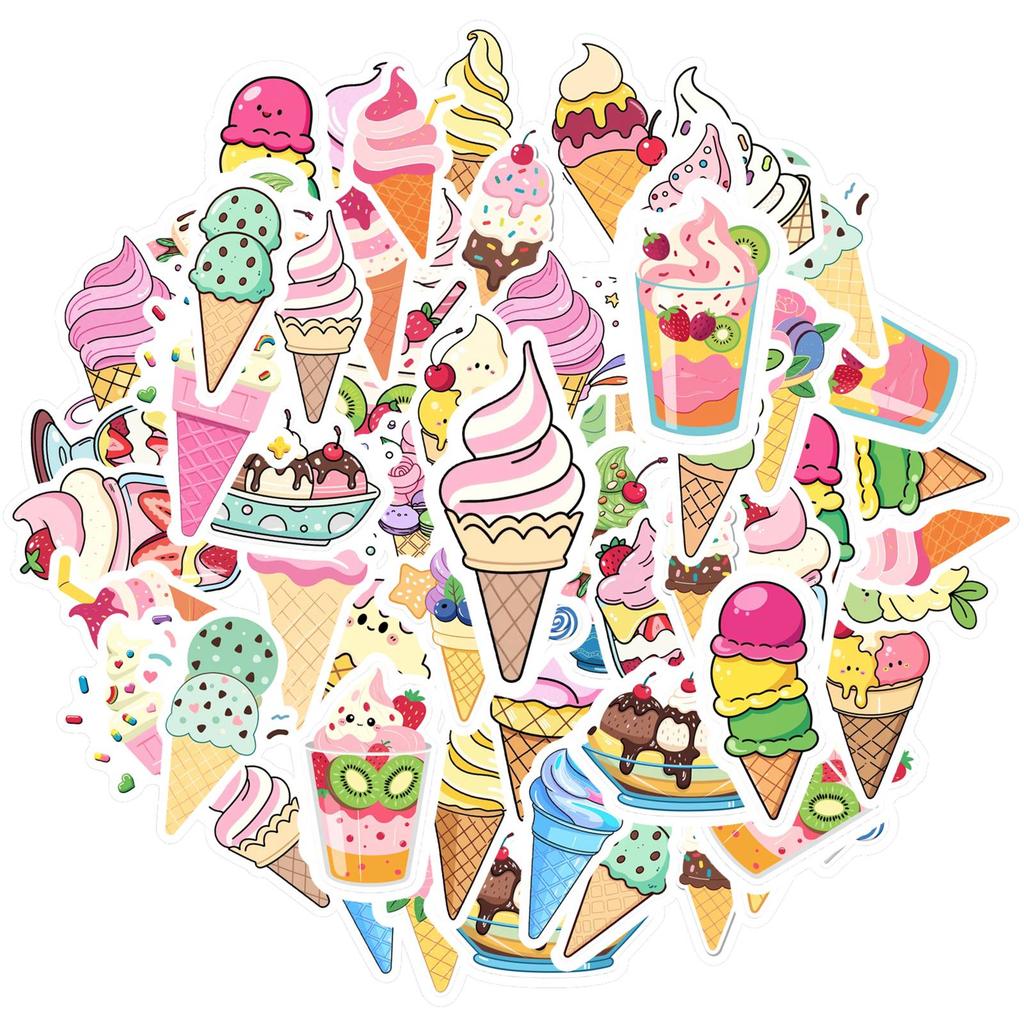 35pcs Playful Dessert Stickers Cartoon Ice Cream Funny Stickers  Stickers For DIY Phone Guitar Laptop Notebook Suitcase