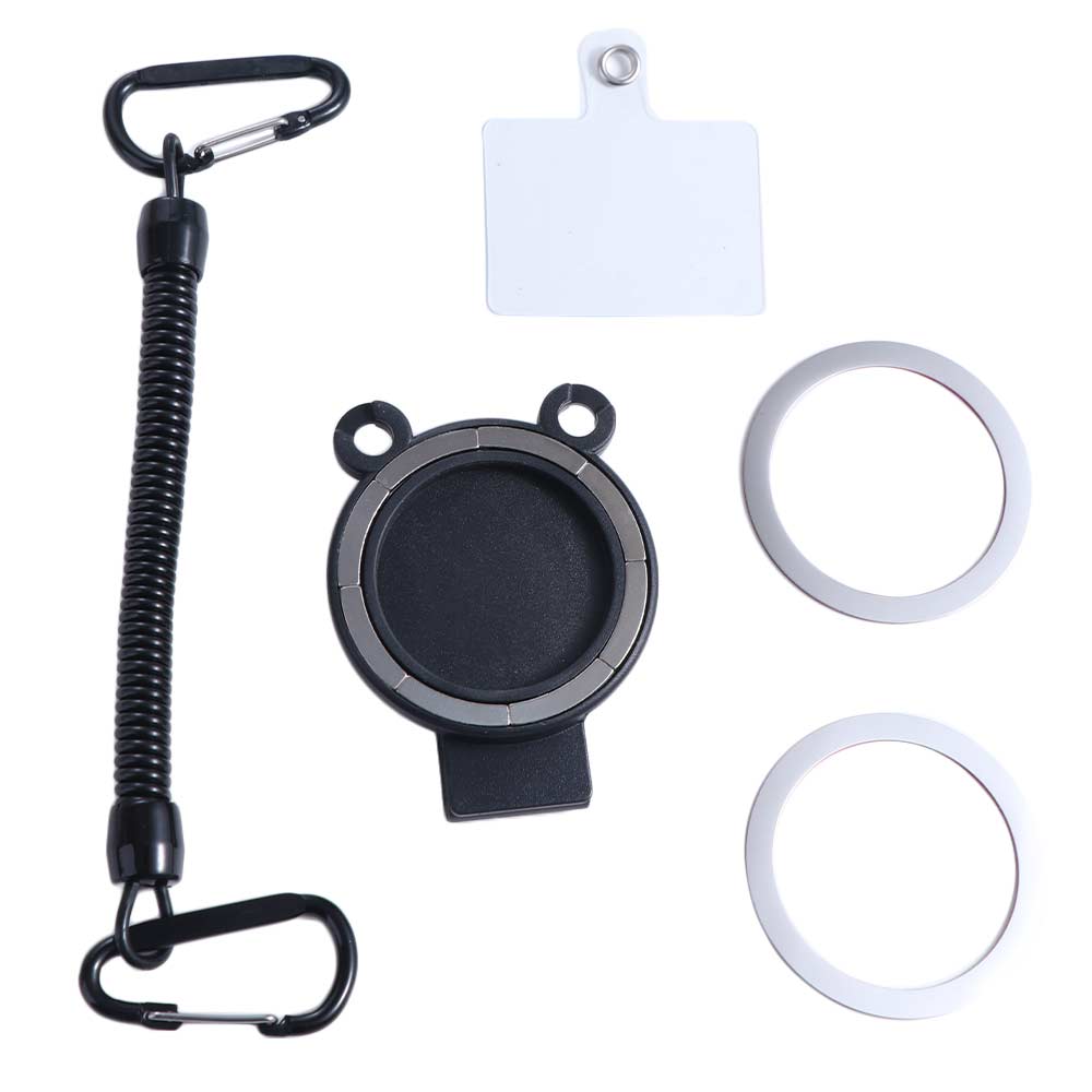 

Free Hands Magnetic Phone Holder Metal Hook Detachable Phone Belt Clip Holder Spring Rope Waist Clip Phone Backpack Clip чорний