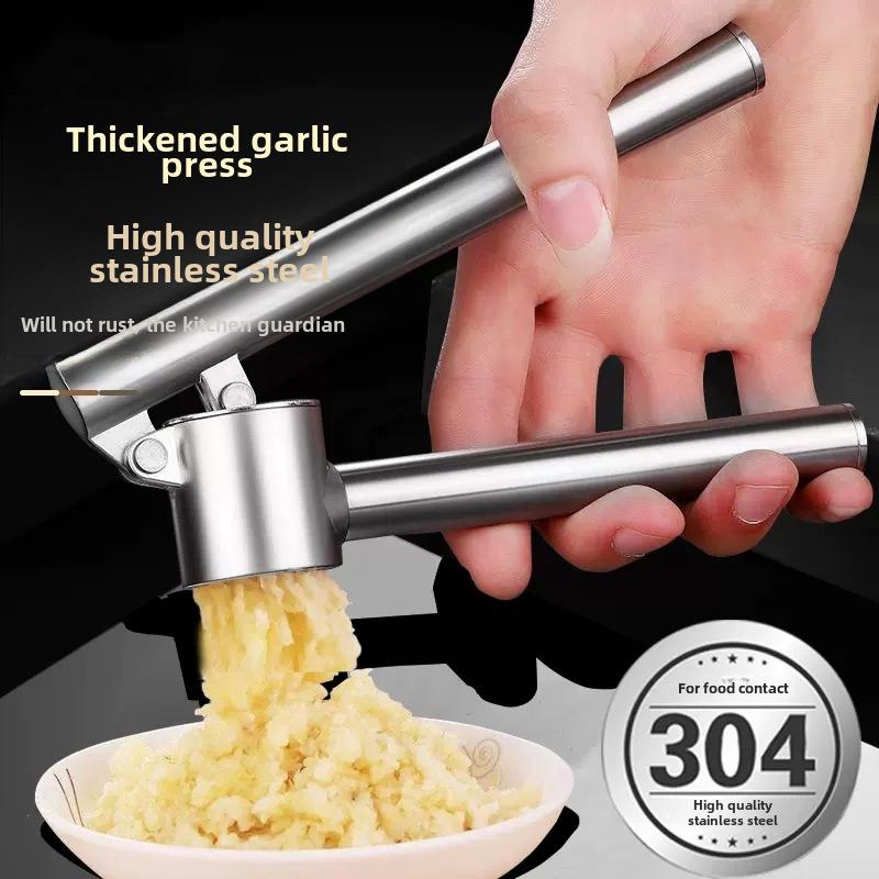 304 Stainless Steel Garlic Press & Peeler Manual Crusher & Masher Tool