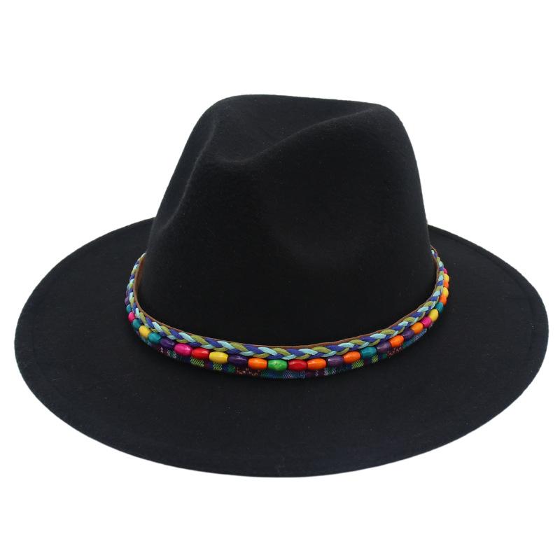 Top Hat Rainbow Hand-Woven With Accessories Ethnic Style Tibetan Hat Colorful Jazz Hat