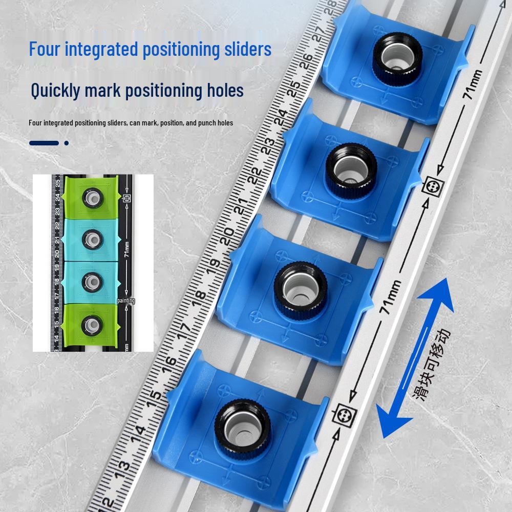 High-Precision 2-in-1 Hole Punch & Level Measuring Ruler for Home Improvement